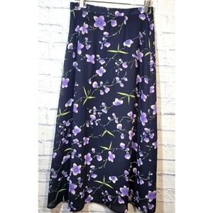 Anna Carole Boho Maxi Skirt Floral Blue Multicolor Size 6 Feminine Classic